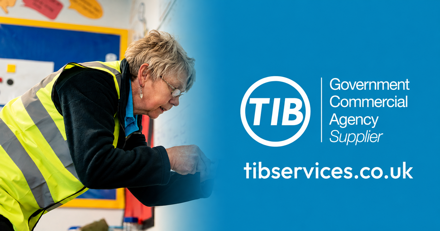 TIB Services estates professional working in a school, Government Commercial Agency supplier